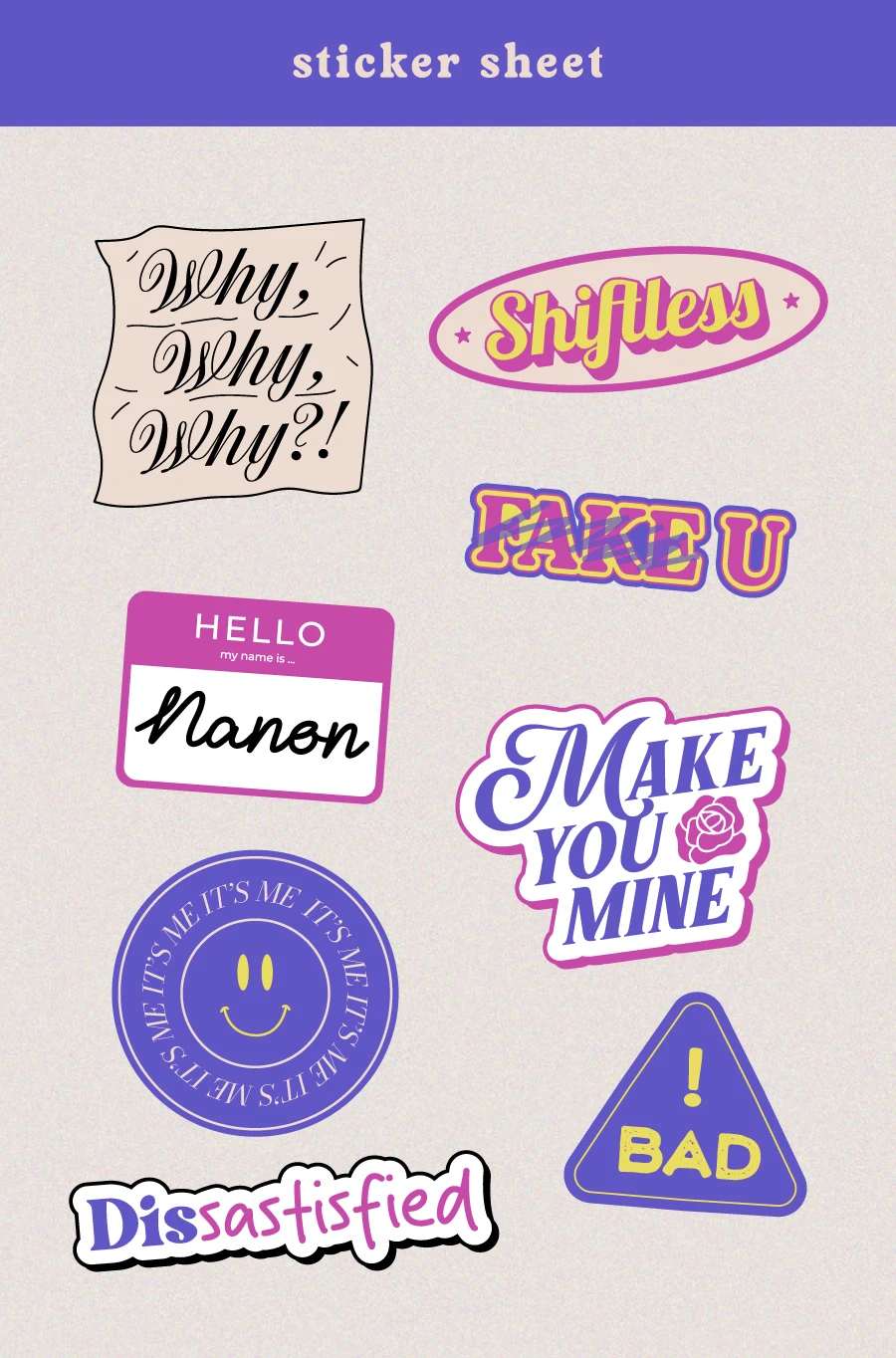 Nanon sticker sheet