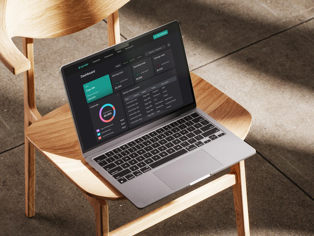 Spender dashboard shown in device mockups